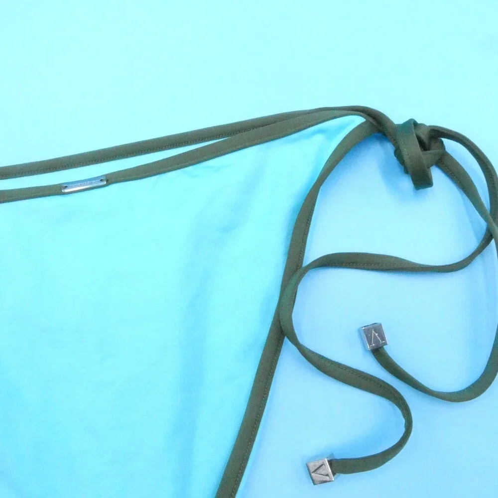 Victorias Secret Large Blue Green Lined Tie Brazilian Bikini Bottom‎ Beach Swim